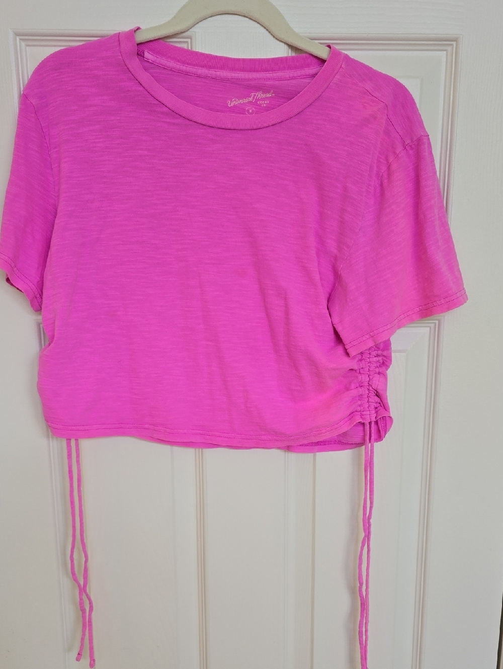 Universal Thread Hot Pink Side-Drawstring Crop Top